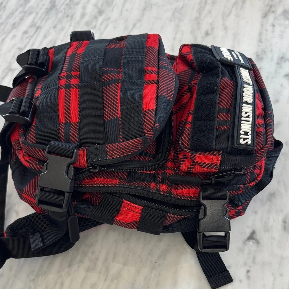 WOLFpak Red & Black Plaid Tactical Backpack. 9L